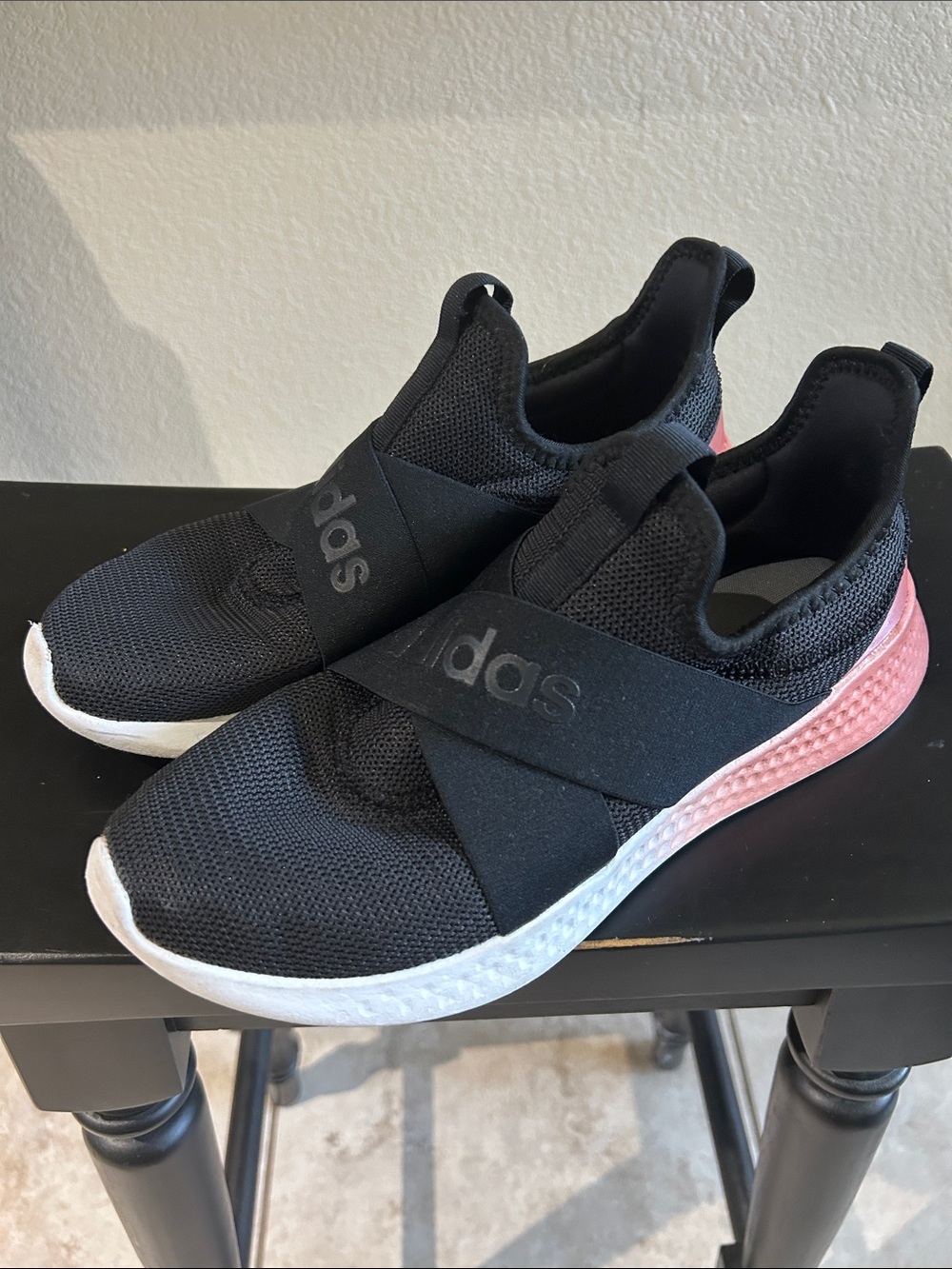 adidas womens Black Slip-On Sneakers with cloud foam